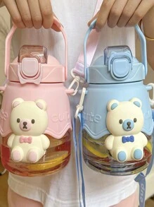 1 Bình nước di động dung tích lớn hình gấu hoạt hình có ống hút, thích hợp cho học sinh, du lịch và sử dụng tại nhà, dùng ngoài trời, cắm trại - Nhiều màu - Xem 8