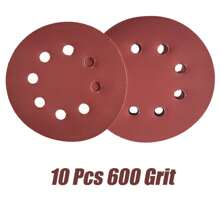 10pcs/160pcs 5-Inch Sanding Disc Hook And Loop Backing Sanding Pad Sandpaper Plate 8-Hole Red Sanding Disc With Coarse To Medium Grits, Suitable For 40/80/100/120/150/180/240/320/400/600 Grit Power Sanding Discs, 5 Inch 8 Hole Round Sanding Disc Tools
