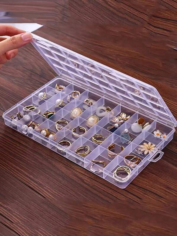 1pc Transparent 28-Compartment Jewelry Storage Box, Earrings, Rings, Ear Stud Box, Plastic Compartment Organizer Box For Bead, Rings, Jewelry, Screws, Handicrafts For School Cosmetic Bag Back To School Supplies Cosmetic Storage School Stuff Bag Organizer Room Stuff Makeup Bag Travel Travel Essentials Make Up Bag Holiday Essentials Makeup Bags Makeup Pouch Makeup Organizer Holiday Winter 2024 Make Up Organizer Makeup Storage