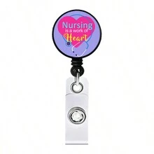 1入組護士徽章、醫生徽章卷軸扣持有者、徽章持有者、卷軸帶夾式便攜式徽章，徽章 - 彩色 - 查看 10