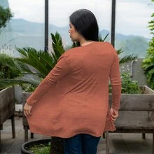 Cárdigan de moda para dama . - Naranja Quemada - Ver 3