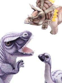 Brinquedos de Pelúcia de Dinossauro Estilo Simulação de 3 Modelos, Pelúcias de Animais de Dinossauro T-Rex Tyrannosaurus, Bonecas de Pelúcia de Animais Stuffed Triceratops e Brontosaurus, Brinquedo de Pelúcia Super Fofo e Macio e Almofada Carinhosa para Presente de Aniversário de Crianças e Decoração de Festas Temáticas de Dinossauros. - Multicolorido - Visão 11