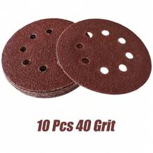 10pcs/160pcs 5-Inch Sanding Disc Hook And Loop Backing Sanding Pad Sandpaper Plate 8-Hole Red Sanding Disc With Coarse To Medium Grits, Suitable For 40/80/100/120/150/180/240/320/400/600 Grit Power Sanding Discs, 5 Inch 8 Hole Round Sanding Disc Tools
