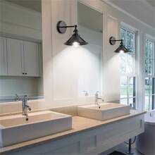 1入組金屬燈罩，黑色壁燈燈臂搖擺壁燈，工業復古壁燈，適用於臥室廚房浴室，可240度調節的鵝頸式小巧復古古董風格壁燈（只有燈罩，不包含燈泡）-需要自己組裝 - 黑色 - 查看 10