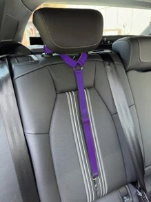 1入組黑色可調節耐磨尼龍汽車安全繩索合適適用於戶外遊玩貓和小狗