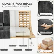 Rankok Futon Corduroy Fabric Upholstered Convertible Folding Recliner Sofa Bed - Xám - Xem 5