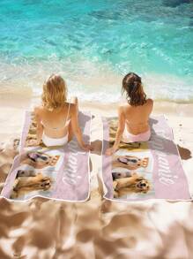 1pc Custom Beach Towel, Custom Photo&Name Beach Towel, Custom Dog BeachTowel, 70*140cm, 80*130cm, Perfect For Outdoor Beach Travel Swimming Gym Yoga, Beach Accessories, Perfect For Men & Women, Anniversary Gift, Birthday Gift, Mother's Day Gift, Father's Day Gift, Best Friend Gift, Gift For Girlfriend/Boyfriend