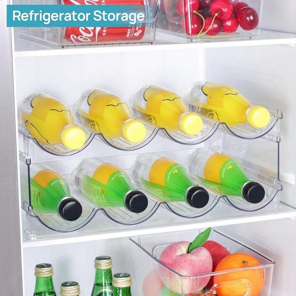 2 Range-Bouteilles Empilables Pour Frigo - Organisateur Bouteilles Plastique
