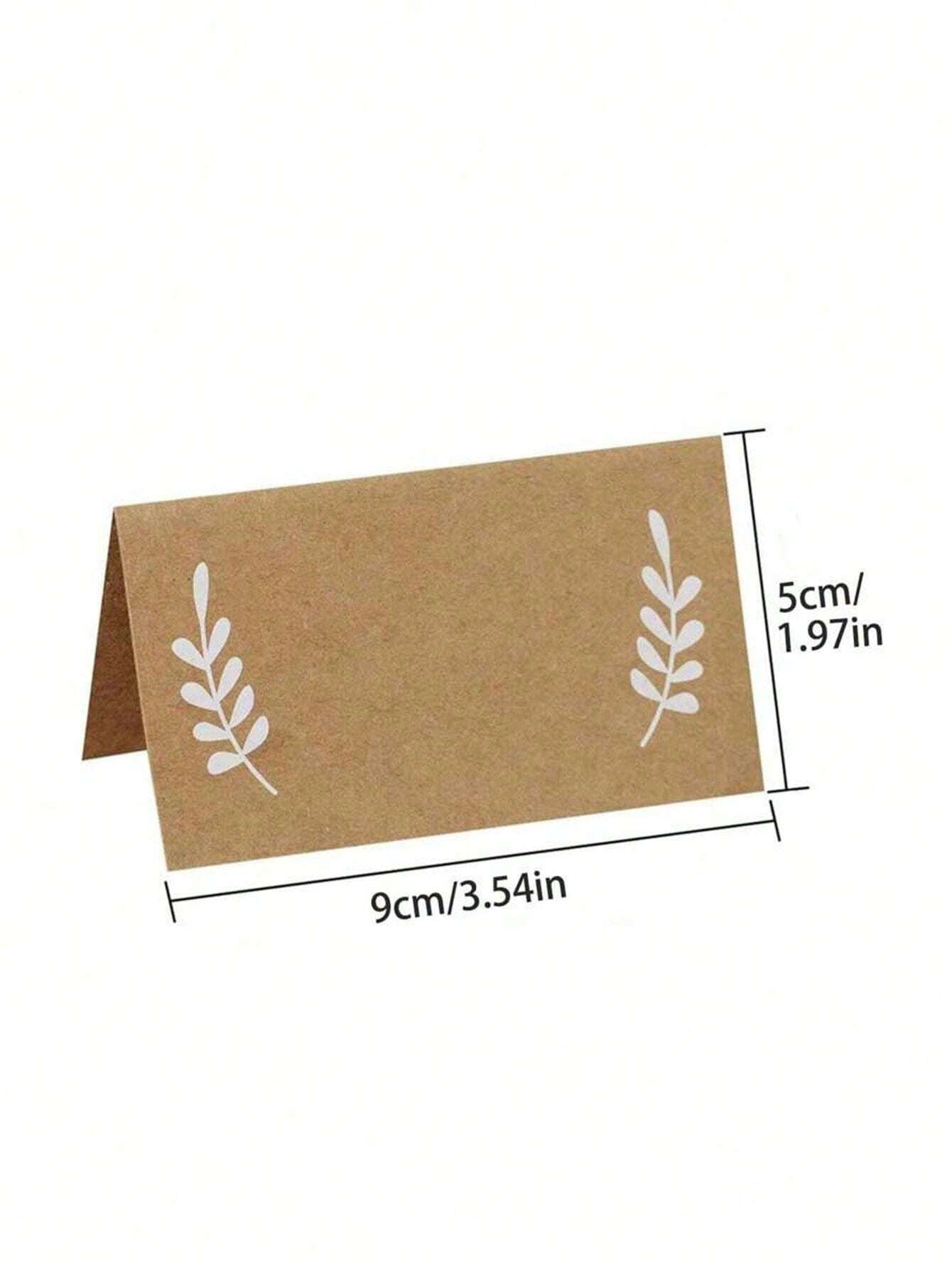 10pcs White Laurel Leaf Table Place Cards Kraft Paper Cards For Rustic