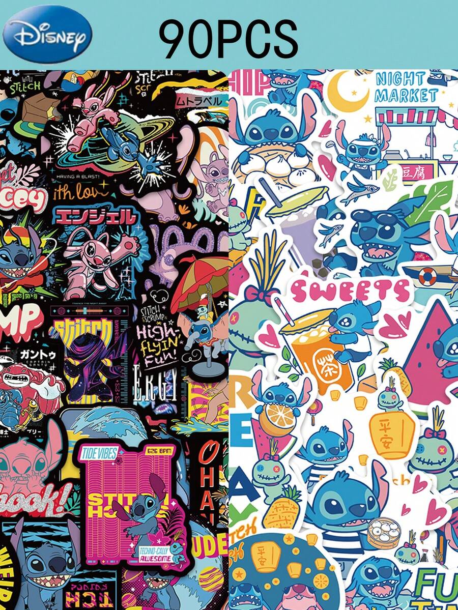 90 張可愛卡通縫線裝飾貼紙適用於吉他、滑板、頭盔和筆記本,防水 Diy - 彩色 - 查看 1