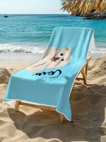 1pc Custom Beach Towel, Custom Photo&Name Beach Towel, Custom Pet Printed Soft Lightweight Beach Towel, Dog Lover Towel, Sweat Absorbent & Quick Drying, Perfect For Outdoor Beach Travel Swimming Gym Yoga, Beach Accessories, Perfect For Men & Women, Anniversary Gift, Birthday Gift, Mother's Day Gift, Father's Day Gift, Best Friend Gift, Gift For Mom/Dad, Gift For Girlfriend/Boyfriend - Multicolor - View 4