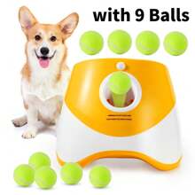 lanzador de pelotas para perros con 3/9 pelotas, juguete interactivo automático con batería recargable de alta capacidad, máquina lanzadora para perseguir la pelota, juguetes para lanzar pelotas de tenis para mascotas, máquina automática de lanzamiento de pelotas para perros - Naranja - Ver 12