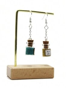 1pair Eat Me And Drink Me Alice In Wonderland Magical Glass Bottle Dangle Earrings, Suitable For Daily Wear - Silver - View 4