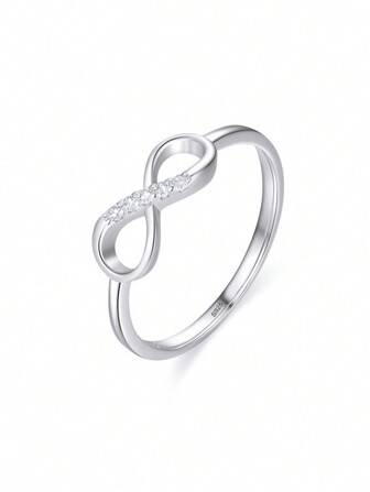 1 Pieza Anillos De Bodas Y Compromiso Con Símbolo De Infinito, Joyería Fina De Plata Esterlina 925 Con Circonia Cúbica, Regalos Para Mujeres