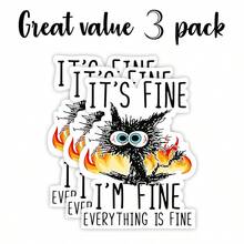 It's Fine I'm Fine Everything Is Fine Sticker (3 Packs) - Strong Adhesive Waterproof This Is Fine Sticker - No Fade, Used For Notebook, Mug, Cup Laptop And Water Bottle - Multicolor - View 7