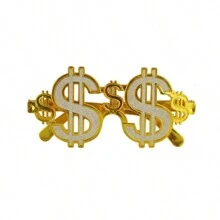1pc Dollar Sign Glasses, Gold Money Glasses For Adults, Fun And Cool Dollar Shaped Glasses, Party Hip Hop Photo Props, Costume Play - Gold - View 6