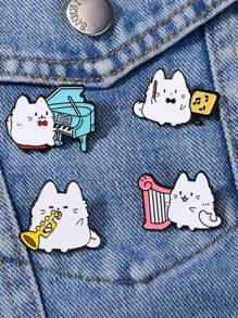 Cartoon Cat Brooch, Symphony Orchestra Series, Violin & Piano Instrument Combination, Creative Badge For Playing Music, Cute Personalized Accessory For Clothes, Bags, Etc.