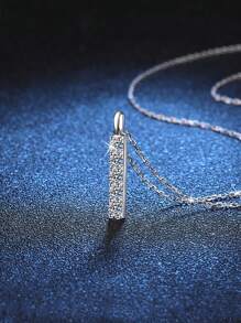 1pc Simple And Versatile 925 Silver 0.5ct Moissanite Pendant Necklace, Suitable For Women's Daily Wear, Anniversary And Jewelry Gift