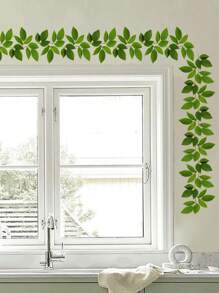 1set/2pcs Green Plant & Flowers Pattern Border Sticker For Home Decoration, Stickers, Wall Decal, Vinyl Decal For Home Decorations, Spring Decoration Items Refresh Your Home, Festival Decoration Stickers Gifts Birthday Graduation