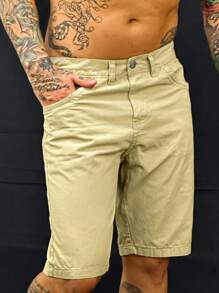 Men Denim Shorts - 米色 - 查看 1