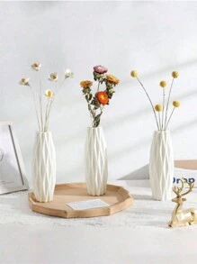 1 pezzo Vaso per fiori artificiali in PP bianco, infrangibile, adatto per decorazione della casa, composizione di fiori di tulipano, resistente e ideale per il salotto, la cucina e il balcone, matrimoni, feste, festival, regali per la festa della mamma, decorazione della casa, vaso da fiori, centrotavola, decorazione da tavolo