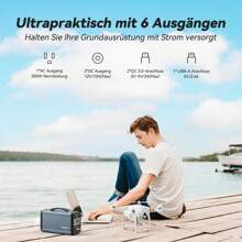 Solar Generator With Solar Panel Included, Flashfish 300W Portable Power Station + 60W Solar Panel, 300W AC Outlets, 222Wh/60000mAh Backup Battery For Home/RV/Camping Power Outage - Grey - View 4