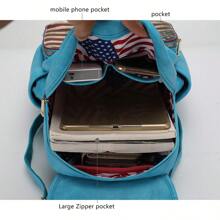 MKF Collection Regina Vegan Leather Womens Flag Printed Backpack  4th July Lightweight, Portable Backpack Women USA Flag Print Casual Large Bag Women USA Independence Day Backpack Patriotic School Bag School Backpack Students Perfect For College,Business, Memorial Day Work, Commute ,Back To School By Mia K