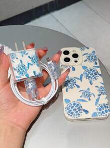 Set de funda para teléfono beige + protector de cargador, organizador de cable anti-doblado