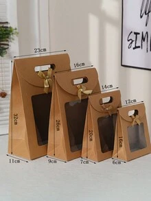 حقائب ورقية بأربع فتحات عرضية، مزينة بقوس ذو لون سادة، مناسبة للهدايا مع مقابض للحمل