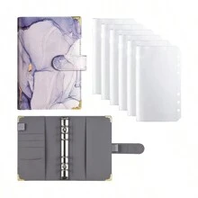1 set A6 of 2 sets nieuwe losse ringbanden met marmerpatroon, koperen hoeken en 6 ritsvakken, terug naar school, schoolbenodigdheden