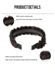 Elegant Bohemian Style Braided Wig Headband, Non-Slip Teeth Design, Hair Accessory For Girl