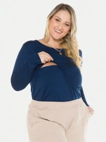 Plus Size Blouses - Azul Marino - Ver 1