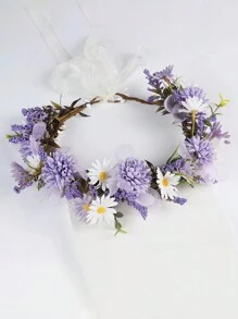 1件套迷人新娘婚礼节日森系仙女花环头饰发箍头冠发饰发圈发饰发藤、皇冠、女士发饰 - 紫色 - 查看 2