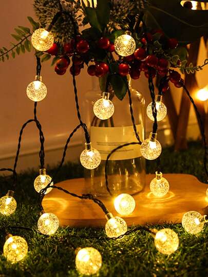 Outdoor Solar LED String Lights For Camping, Festivals, BBQ, Patio, Garden, Canopy And Tent Decorations, Bubble Ball Shaped