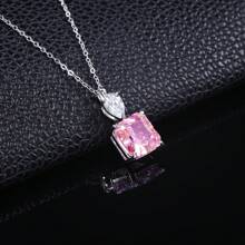 Exquisito collar de cobre con circonia cúbica rosa