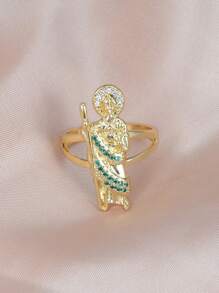 1 pieza Anillo chapado en oro de 14k, joyería mexicana para mujer - Amarillo Oro - Ver 6