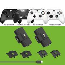 Rechargeable XB Controller Battery Pack With 4 Back Covers And A Micro USB Charging Cable, 2x1100mAh X-One Controller Battery Play And Charger Kit For X-Series X/S Remote