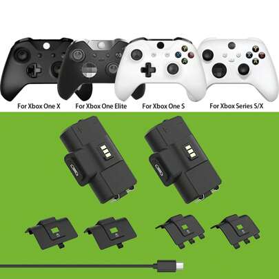 Rechargeable XB Controller Battery Pack With 4 Back Covers And A Micro USB Charging Cable, 2x1100mAh X-One Controller Battery Play And Charger Kit For X-Series X/S Remote