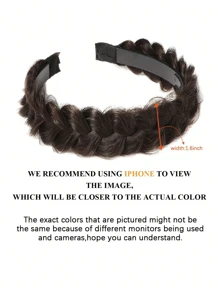 Elegant Bohemian Style Braided Wig Headband, Non-Slip Teeth Design, Hair Accessory For Girl