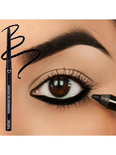 Lápiz delineador de ojos en gel mate suave en negro marrón, delineador de ojos de secado rápido y de larga duración, sin manchas