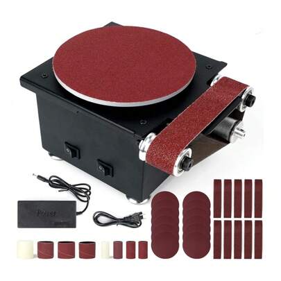 Belt And Disc Sander, 350 W Power, Diameter Of The Sanding Disc 150 Mm, Belt Sander, Supplied With 10 Sheets Of Sandpaper And 10 Sanding Belts, Suitable For Sanding Metal, Wood, Etc.