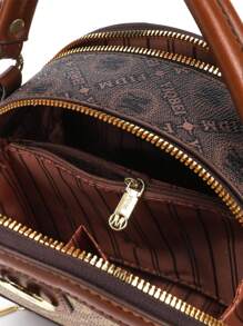 迷你时尚圆形字母印花女士手提包，最佳母亲节礼物创意，母亲节礼物，妈妈礼物，妈妈必备品，外出妈妈包，女士优雅包