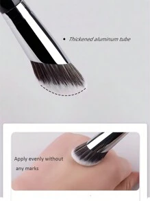 1支多功能轮廓刷，斜角刷头，适用于涂抹粉底液、液体/膏状及粉状腮红，专业化妆刷，多功能化妆工具，#87，粉底刷、遮瑕刷、腮红刷、轮廓刷、腮红刷、晕染刷、散粉刷、粉底刷、腮红刷 - 銀色 - 查看 3