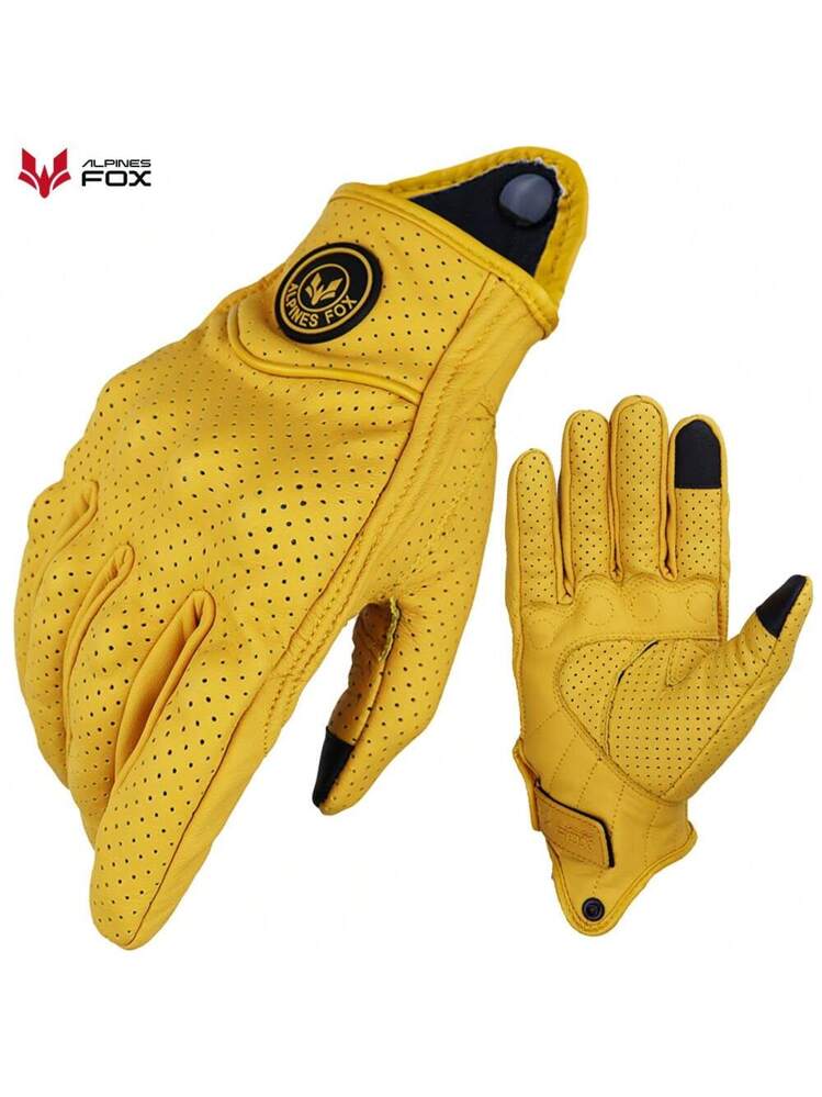 ALPINES FOX New Vintage Motorcycle Gloves Leather Full Finger