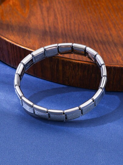 1 pieza Brazalete de moda elástico de acero inoxidable, brazalete ajustable, adecuado para uso diario