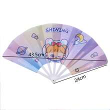 2pcs Summer Folding Fan, Cute Cartoon Pattern Seven-Fold Small Fan, Gifts For Her, Girls Carry-On Hand Crank Fan, For Home Room Living Room Office Decor, Christmas Valentine's Day New Year Gift