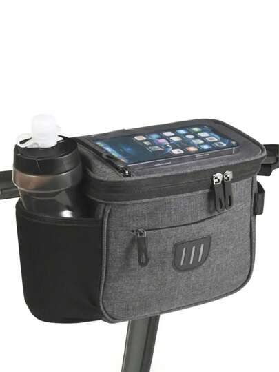 Adjustable Bike Handlebar Bag With Phone Pocket, Large Bicycle Front Storage Pouch With Zipper, With Shoulder Strap, Bicycle Bag For Mountain Bike And Road Bike Bicycle Accessories Lightweight Waterproof For Exercise Cycling Sport Outdoor Camping Travel Trip Summer Essentials For Men Women Student SchoolBike Frame Riding Bag Water Bag Rucksack For Cycling Exercise Outdoor Gym Sport Waterproof Lightweight Large Capacity Portable Accessories