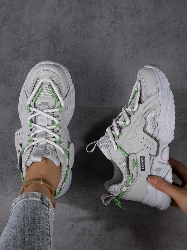 Damenmode Freizeitschuhe, atmungsaktive Mesh-Sneakers, Chunky-Sneakers