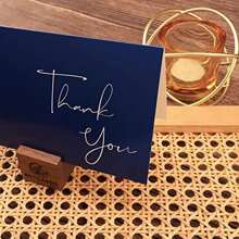 20套帶信封和貼紙的深藍色感謝卡，高雅的4*6 In/10.16*15.24 Cm感謝信套裝，空白感謝卡適用於小型企業、婚禮、新娘派對、畢業、葬禮
