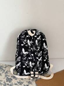 Versatile Small Butterfly Backpack, Full Body Butterfly Pattern Backpack, Zipper Fashion Backpack, Travel Avant-Garde Daypack, Perfect Gift For Anniversary Celebrations, School Events,  Student And Back To School Beautiful Gift - Black - View 4